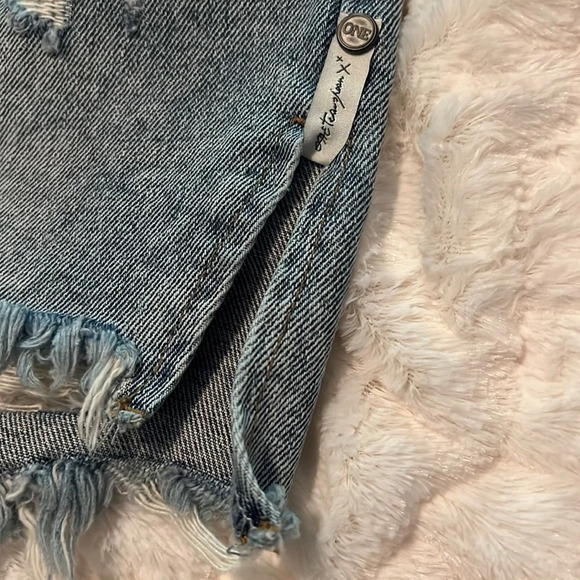 One Teaspoon Vanguard Distressed Bottom Fly Denim Mini Skirt - Picture 8 of 8